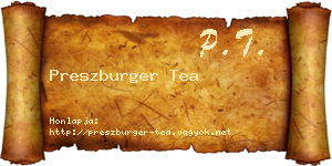 Preszburger Tea névjegykártya